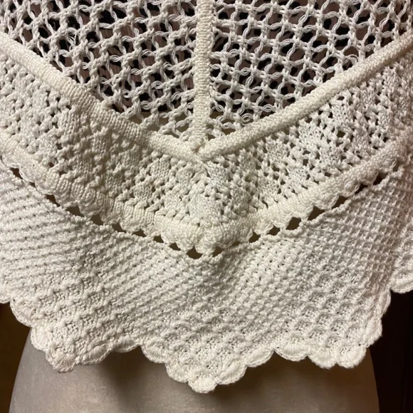 Bebe White Crochet Cape - Short Poncho - Picture 6 of 7